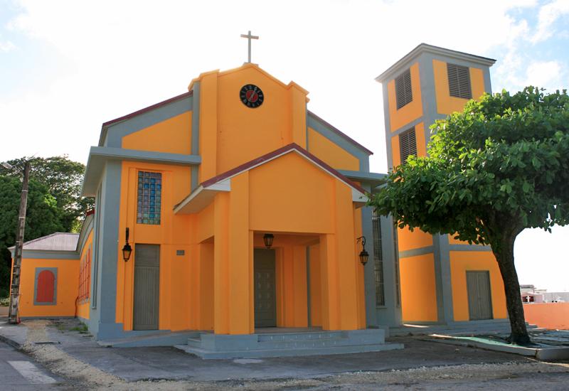 The church Saint-Denis d'Anse-Bertrand in Guadeloupe: facade