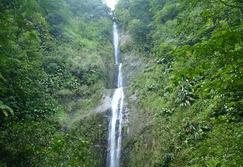 Moreau Falls - Goyave city, Guadeloupe. Several landings jumping into a large pool