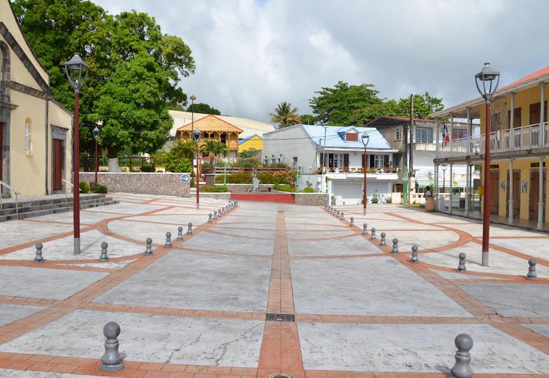 Old Town Hall of Saint-Claude, Guadeloupe. A recently renovated square