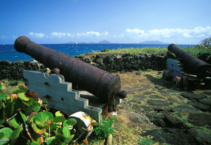 Guadeloupe. Trois-Rivières - Battery of the Grande Pointe, remains of an old military battery