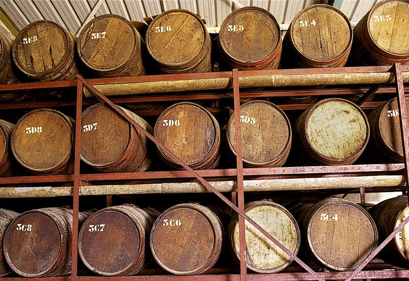 The rum is aged in oak barrels