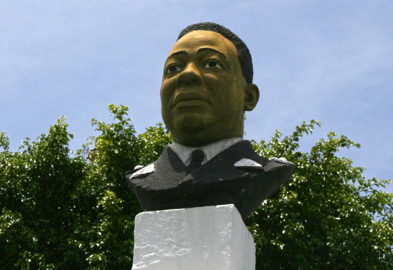 Morne-A-l'Eau, Guadeloupe, close-up of the bust of Félix Eboué
