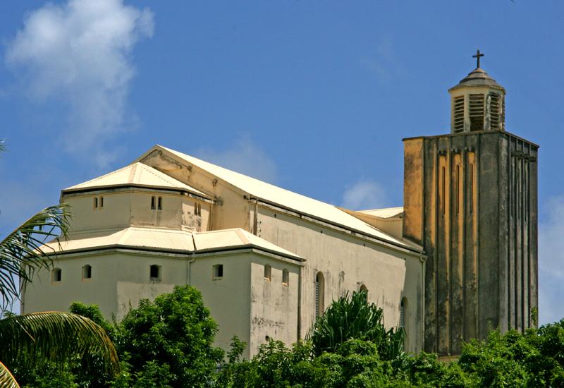 Church of Vieux-Bourg - Morne-à-l'Eau, Guadeloupe: chevet and steeple