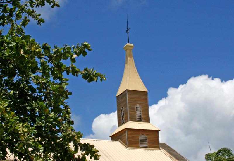 City of Port Louis, Notre-Dame de la Visitation's church. Bell tower covered with wood