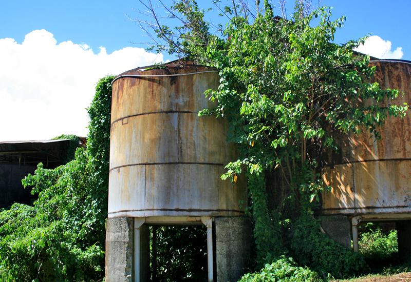Old factory Grosse Montagne. Abandoned tanks