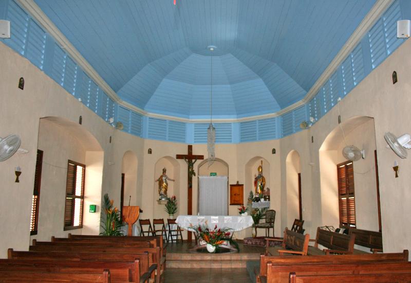 Saint Nicolas Church - Terre-de-Bas, Guadeloupe. In the choir, two beautiful statues