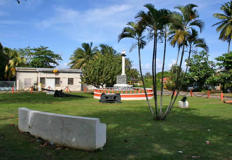  Several cannons and two huge sea anchors surround the monument
