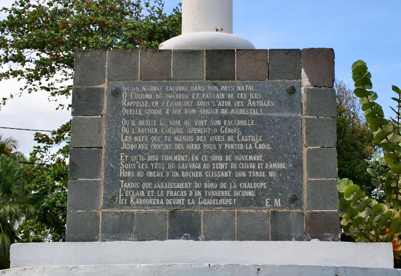  Christopher Columbus Memorial. The poem written by Governor Mervart