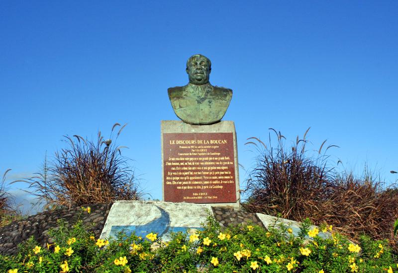 Guadeloupe, city of Sainte-Rose, bust of Félix Eboué. A memorable speech