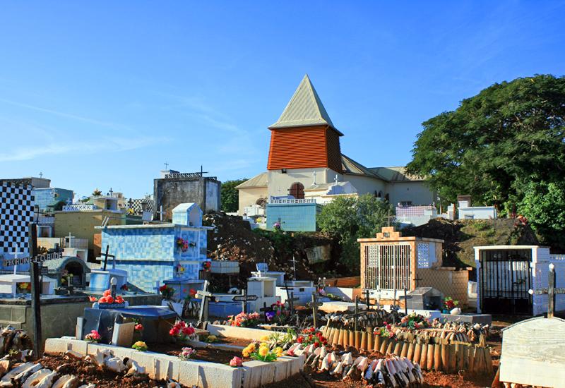 Sainte-Rose, Guadeloupe. Dominating the sea, the cemetery
