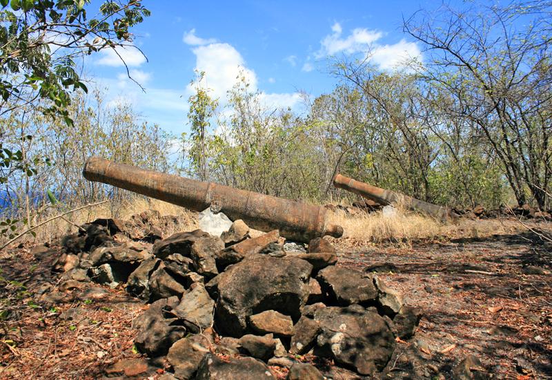 Ferry Battery - Deshaies, Guadeloupe islands. Two bronze cannons