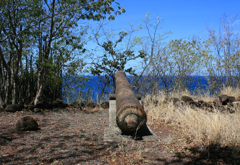 Pointed to the Caribbean Sea, the Ferry Battery at Deshaies, Guadeloupe