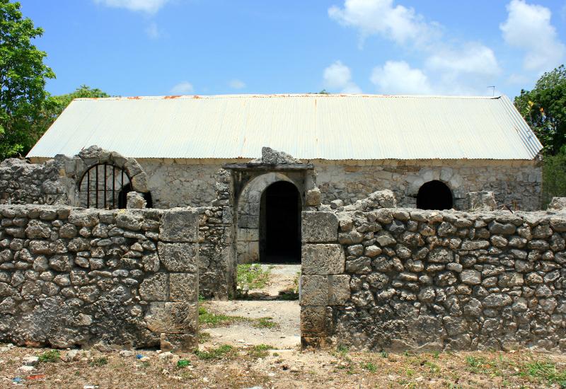 The old Anse-Bertrand jail seen from Ravine Sable